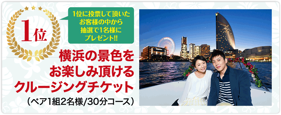 1位に投票して頂いたお客様の中から抽選で1名様にプレゼント!!